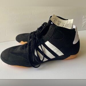 Adidas Classic Mat Hog Wrestling Shoe Black White Gum 9.5 Mid Top Lace Up 116378